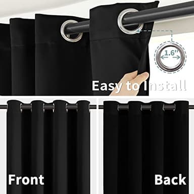 BGment Black Blackout Curtains 95 Inches Long 2 Panels Set for Living Room, Thermal Insulated 100% Light Blocking Curtains & Drapes, Grommet Soundproof Curtains for Bedroom Window, Each 52 Wide - Image 7