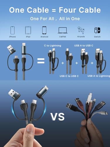 4 in 1 Charging Cable, USB C Lightning Adapter USB C to USB C 60W PD [Fast Charging & Data Sync] 4 in 1 Multi Charger for iPhone 16 15 14 13 12,MacBook Pro 2023 iPad mini 6/Pro,Samsung Galaxy S22 S21 - Image 2