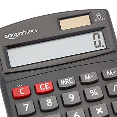 Amazon Basics LCD 8-Digit Desktop Calculator, Portable and Easy to Use, Black, 1-Pack - Image 2