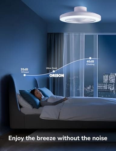 Orison Smart Bladeless Low Profile Ceiling Fan with LED-RGB Ambient Lighting Compatible with Alexa/Google Assistant/App Control, 6-Speed Color Change, Quiet Operation with Remote &App,19.7" (White) - Image 4