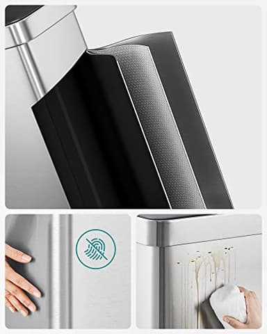 SONGMICS Kitchen Trash Can, 16 Gallon (2 x 8 Gallon) Dual Compartment Garbage Can, 60L Pedal Recycling Bin, Stays Open and Soft Close, Stainless Steel, 15 Bags Included, Metallic Silver ULTB202E01 - Image 7