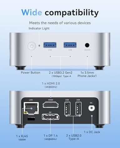 ACEMAGIC Vista V1 N97 Mini Pc, 12Th Gen Intel N97 (Beat N150/N95, Up to 3.6Ghz), 16GB DDR4 RAM 1TB SSD Mini Computers, 4K Dual Display, WiFi/Bt, Vesa Mount, Home/Office Micro Pc - Image 6
