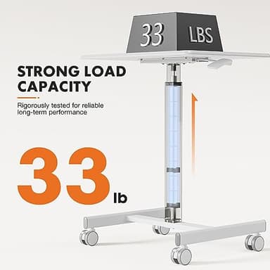 Sweetcrispy Mobile Small Standing Desk - Sit Stand Portable Rolling Laptop Desk with Lockable Wheels, Adjustable Height Computer Workstations, White - Image 6