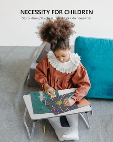 ZEAPTAC Laptop Bed Desk, Foldable Lap Desk, Portable Laptop Stand, Lightweight & Mini Table for Breakfast/Picnic/Drawing/Couch/Floor - White - Image 5