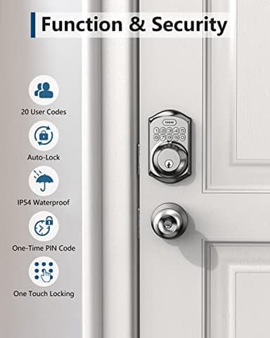TEEHO TE001 Keyless Entry Door Lock with Keypad - Smart Deadbolt Lock for Front Door with 2 Keys - Auto Lock - Easy Installation - Satin Nickel - Image 6