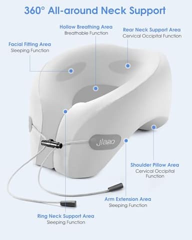 jiaao Travel Pillow, Neck Pillow Airplane, Plane Pillow Memory Foam Travel Neck Pillow with 360° Head and Neck Support, Portable Travel Essential Suitable for Airplane, Car, Train, or Bus Trip - Image 5