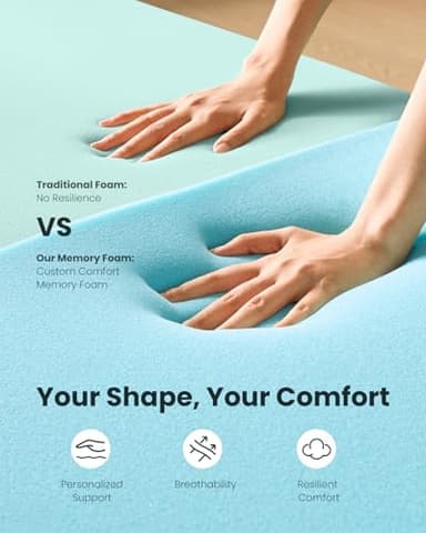 Dreamsmith Twin Mattress Topper - 4 Inch Cooling Gel Memory Foam Mattress Pad for Pressure Relief, Bed Topper with Removable Washable Soft Cover Non-Slip, CertiPUR-US & Oeko-Tex Certified - Image 3