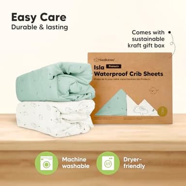 2-Pack Waterproof Baby Crib Sheets for Boys, Girls - 52x28 Viscose Derived from Bamboo Toddler Bed Sheet Neutral, Fitted Crib Mattress Protector Cover for Baby Bedding, Soft & Gentle (Beach Day) - Image 8
