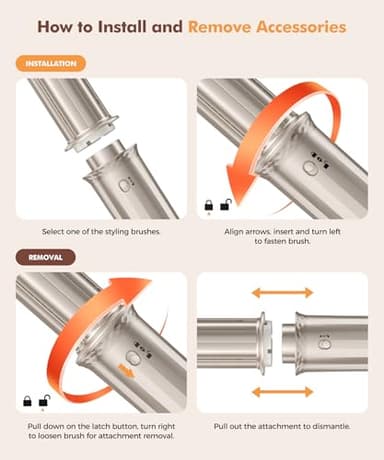 6-in-1 Hair Dryer Brush, Hair Styler with Automatic Curlers, 150,000 RPM High-Speed Negative Ionic Hair Dryer Fast Drying, Blow Dryer Brush for Curling/Volumizing/Straightening with Travel Bag, Gold - Image 8