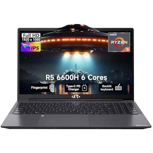 NIMO 15.6" IPS FHD-Gaming-Laptop, 6 Cores AMD Ryzen 5 6600H 32GB DDR5 RAM 1TB SSD (Beat i7-1165G7, Up to 4.5GHz) AMD Radeon 660M GPU-Computer with 100W Type-C Backlit Keyboard Fingerprint - Image 1