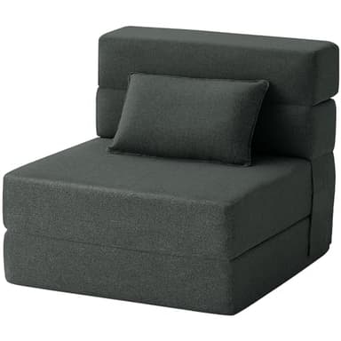 FILUXE Convertible Folding Sofa Bed - Sleeper Chair with Pillow, Modern Linen Fabric Floor & Futon Couch, Foldable Mattress for Living Room/Dorm/Guest Use/Home Office/Apartment, Single Size, Dark Gray - Image 1