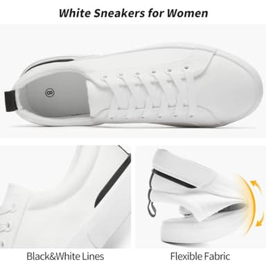 Womens Canvas Shoes Low Cut Canvas Sneakers Walking Running Shoes(N.White,US8) - Image 3