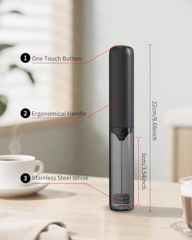 CIRCLE JOY Rechargeable Milk Frother Hanheld, Dual Spring Whisk Electric Coffee Frother, Portable Hand Frother Wand Drink Mixer for Matcha Lattes Cappuccino, Kitchen Gifts, Black - Image 3