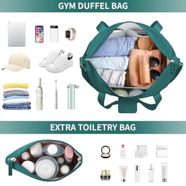 ETRONIK Gym Bag for Women, Travel Duffel Bag with USB Charging Port, Weekender Overnight Bag with Wet Pocket & Shoes Compartment for Women, Travel, Gym, Yoga (Malachite Green) - Image 4