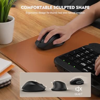 Wireless Keyboard and Mouse Combo, Wave Keys Full-Sized Ergonomic Keyboard with Cushioned Plam Rest, Phone Holder, Comfortable Natural Typing, 2.4G Cordless Set for Computer, Laptop, PC, Mac, Windows - Image 8