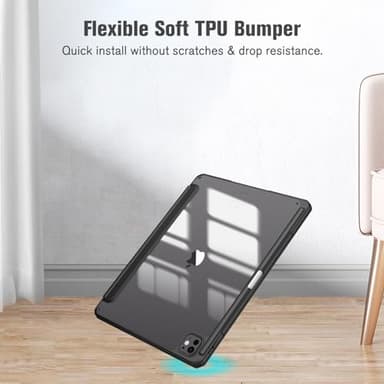 Fintie Hybrid Slim Case for iPad Pro 13-inch (M4) 2024, [Built-in Pencil Holder] Shockproof Cover with Clear Transparent Back Shell, Auto Wake/Sleep, Black - Image 6