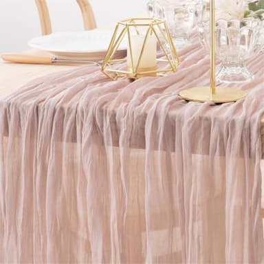 MLMW 6 Pack Pink Cheesecloth Table Runner Boho Gauze Rustic Cheese Cloth Table Runner 160 inch Sheer 13.3ft for Gender Reveal Wedding Party Baby Bridal Shower Birthday - Image 3
