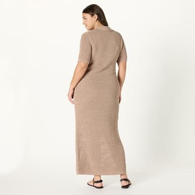 The Drop Women’s Adalyn Tape Yarn Split-Neck Maxi Dress, Mushroom, M - Image 6