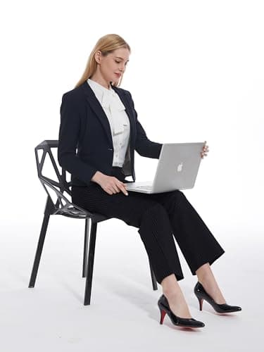 Tapata Women's 28"/30"/32"/34" Stretchy Bootcut Dress Pants with Pockets Tall, Petite, Regular for Office Work Business 32'', Black, Pinstripe, L - Image 9