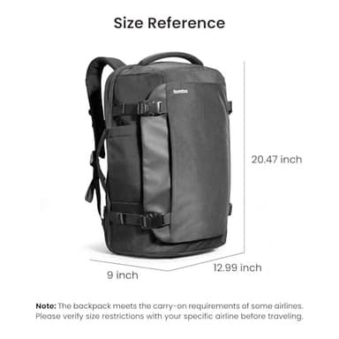 tomtoc Travel Backpack 40L, TSA Friendly Flight Approved Carry-on Luggage Hand Water-resistant Lightweight Business Rucksack, Durable Large Weekender Bag Daypack Fits 17.3 Inch Laptop, PFAS Free - Image 9