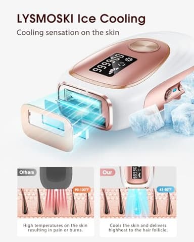 LYSMOSKI Laser Hair Removal, IPL Hair Removal with Ice-Cooling System for Painless & Long-Lasting Result, Safe At-Home Hair Remover Device for Armpits Back Legs Arms Face Bikini Line, Rose Gold - Image 8