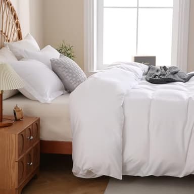 JSD White Duvet Cover Set Queen Size, 3 Piece Duvet Cover with Pillow Shams, Soft Brushed Microfiber Zipper Closure, Comforter Not Included - Image 7