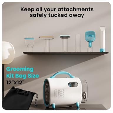 Uproot Clean Dog Grooming Kit - Cordless & Ultra-Quiet Pet Vacuum Groomer with Brush, Detangler, Deshedder, Trim, Clean, & Dry Attachments - Complete Cat & Dog Grooming Vacuum for Your Shedding Pets - Image 9