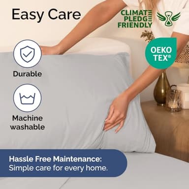 Extra Deep Cal King Sheet Set - 6 Piece Breathable & Cooling Sheets - Hotel Luxury Bedding Set 18-24 Inch Extra Deep Pockets - Easy Fit, Super Soft, Wrinkle Free & Comfy - French Grey, Cal King Size - Image 5