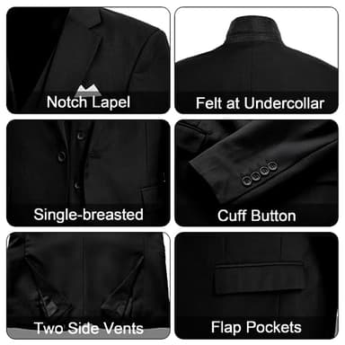 MAGE MALE Mens 3 Piece Suits Slim Fit Tuxedo Suit Set Soild Prom Wedding Suits One Button Blazer Vest Pants Set with Bow Tie Black - Image 4