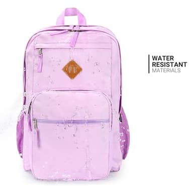 ZORFIN 26L Backpack for School, College, and Travel: Water Resistant Bookbag with 8 Compartments - Light Purple - Image 7