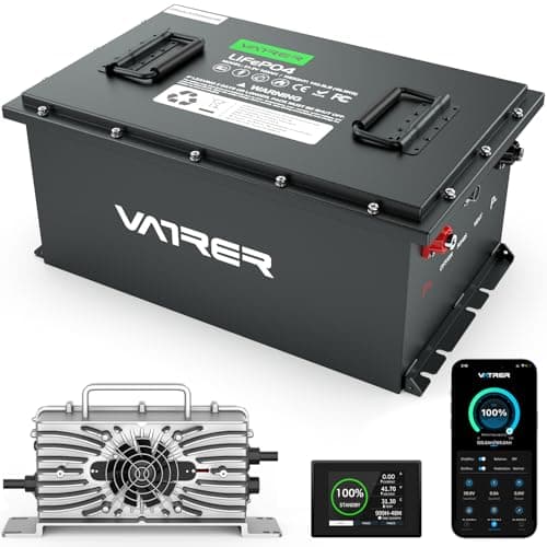 51.2V 105Ah Lithium Golf Cart Battery, Built-in Smart 200A BMS, with Touch Monitor & Mobile APP, VATRER POWER 4000+ Cycles Rechargeable LiFePO4 Battery, Max 10.24kW, Perfect for Golf Carts - Image 1