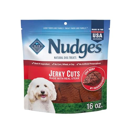 Blue Buffalo Nudges Jerky Cuts Dog Treats, Made in the USA with Natural Ingredients, Steak, 16-oz Bag - Image 1