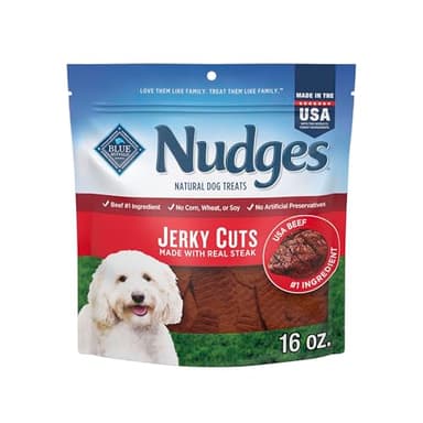 Blue Buffalo Nudges Jerky Cuts Dog Treats, Made in the USA with Natural Ingredients, Steak, 16-oz Bag - Image 1
