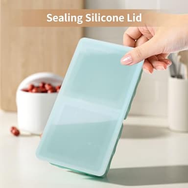Silicone Freezer Tray for Soup Ice Cubes: 2-Cup Freezing Tray with Lid for Meal Prep - 2Pack Silicon Soup Portion Freeze Trays Make Stock Souped Ice Cube - Image 5