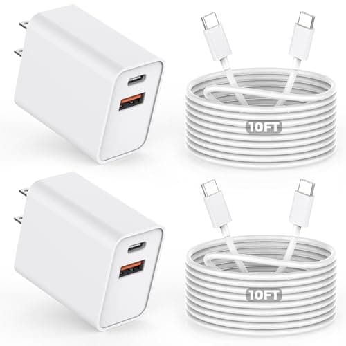 10FT iPhone 17/16e Fast Charger,2Pack 20W Dual Port USB C+A Power Adapter 10Foot Long USB C to C Fast Charging Cable Cord Quick Charging for iPhone 17 Air/17 Pro/17 Pro Max/16/16 Pro/15/15 Pro/Pro Max - Image 1