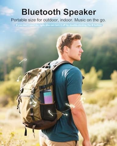 Bluetooth Speaker, Portable Wireless, Powerful Sound with Cool Lights, IPX4 Waterproof, TWS Pairing, BT5.3, for Outdoor/Indoor/Party/Shower, Electronics Gadget, Stocking Stuffers, White Elephant Gifts - Image 4