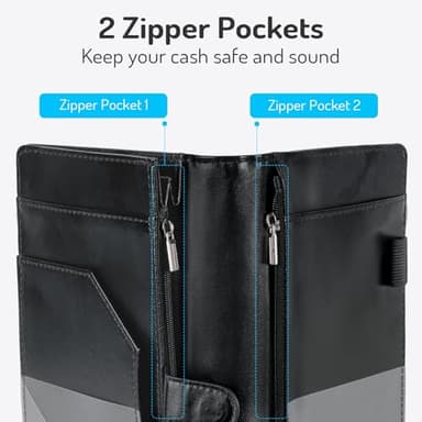 Server Book High Volume, Expandable Waitress Book with Zipper & Magnetic Pocket, 5"×9", Server Books for Waitresses, Waitress Accessories, Fits Guest Checkbook, Waitress Apron, Server Apron (Black) - Image 4