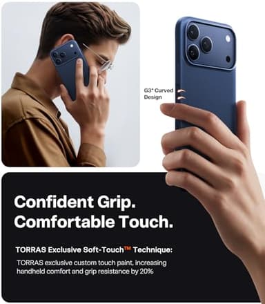 TORRAS Magnetic Slim Fit for iPhone 17 Pro Case 6.3 inch, Ultra-Thin, Compatible with MagSafe, Lightweight Matte Anti-Scratch Hard PC Cover Phone Case for iPhone 17 Pro OriginFit, Deep Blue - Image 6