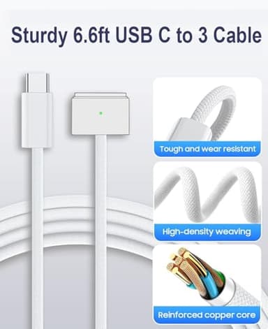 140W USB-C Charger for MacBook Pro 14",16"(2021,2022,2023),2024 MacBook pro M4, MacBook Air 13", 15" (2022, 2023, 2024,M1, M2, M3,), 140W Power Adapter - Image 5