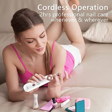Professional Manicure Pedicure Kit, Electric Nail File Set, Cordless Electric Nail Drill Machine, 5 Speeds Hand Foot Care Tool for Nail Grind Trim Polish(White) - Image 3
