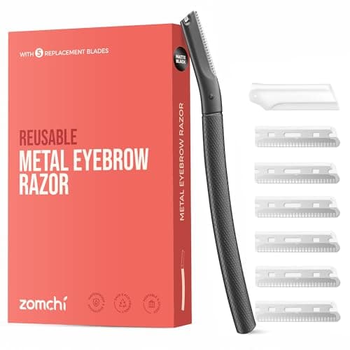 ZOMCHI Eyebrow Razor, Face Razors for Women&Men, Eyebrow Trimmer Shaper with Precision Cover,Facial Shaver with 6 Blades (Black) - Image 1