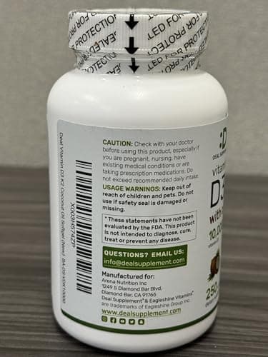 DEAL SUPPLEMENT Vitamin D3 10,000 IU + K2 MK7 200mcg Softgels, 250 Count | 2-in-1 Complex with Virgin Coconut Oil | Supports Heart, Bone, Teeth & Immune Health | Easy to Swallow - Image 3