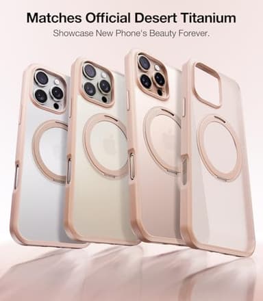 TORRAS 360 Rotatable Magnetic Ring for iPhone 16 Pro Max Case with Stand, Fit for MagSafe, 16FT Mil-Grade Shockproof Translucent for iPhone 16 Pro Max Phone Case 6.9", Rose Gold Pink - Image 7