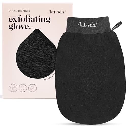 Kitsch Exfoliating Glove – Korean Exfoliating Mitt & Deep Exfoliating Body Scrubber for Shower, Bath | Body Exfoliator, Dead Skin Remover | Skin Care for Smooth, Renewed Skin - 1pc, Black - Image 1