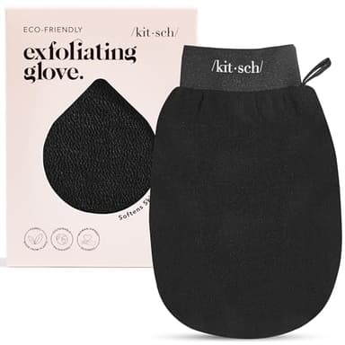 Kitsch Exfoliating Glove – Korean Exfoliating Mitt & Deep Exfoliating Body Scrubber for Shower, Bath | Body Exfoliator, Dead Skin Remover | Skin Care for Smooth, Renewed Skin - 1pc, Black - Image 1