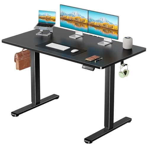 Marsail Electric Standing Desk with One-Piece Desktop,48 x 24 inch Height Adjustable Office Gaming Computer Desk with Deeper Tabletop,Home Office Stand up Desk with 4 Memory Presets, Desk for Bedroom - Image 1