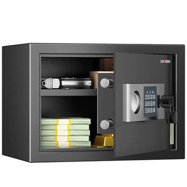 Locksworth Safe for Home, 0.6 Cubic Feet Safety Box, Lock Box for Money, Jewelry, Documents and Guns, Digital Security Safe for Office, Hotel and Personal Use, 13.8"W x 9.8"D x 9.8"H - Image 1