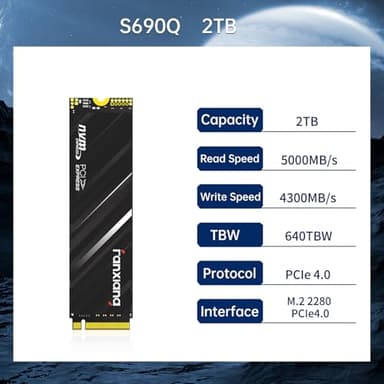fanxiang 2TB NVMe SSD PCIe Gen4 M.2 SSD for PS5, Up to 5000 MB/s, Internal Gaming 3D NAND SLC Cache Solid State Drive Upgrade Storage for PC/Laptops S690Q - Image 3