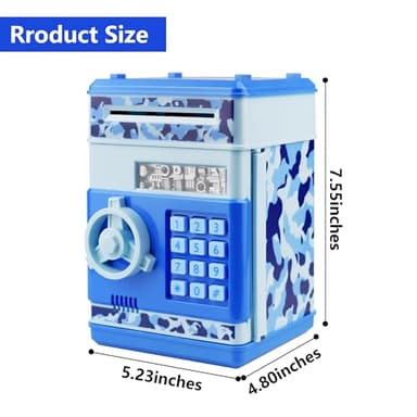 HUSAN Piggy Banks Money Banks for Kids, Electronic Password Code Money Banks ATM Banks Box Coin Bank for Children Boys and Girls (Camo Blue) - Image 3