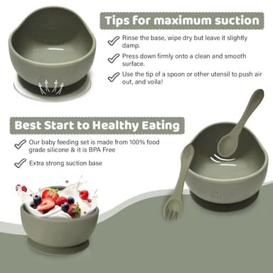 Dahzii 6-Piece Silicone Baby Feeding Set Non-Slip Suction Plate, Bowl, Spoon, Fork, Cup, Bib. BPA-Free, Dishwasher & Microwave Safe for Babies & Toddlers - Image 4